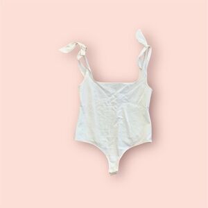 Free people bow ties body suit cream size large NWT